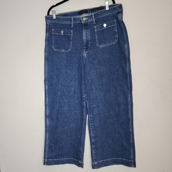 Banana Republic Highrise Wideleg Crop Medium Wash Jeans Size 33 size 16 - Picture 1 of 16